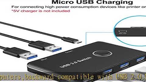 USB 3.0 Switch, ABLEWE USB Switcher 2 Computers Sharing 4 USB Devices KVM Switcher Box for PC, Prin