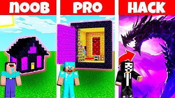 Minecraft: NETHER PORTAL HOUSE BUILD CHALLENGE - NOOB vs PRO vs HACKER in Minecraft