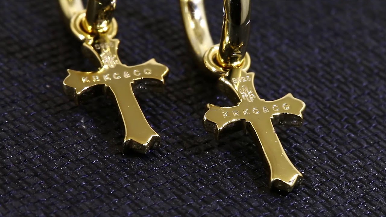 925 Sterling Silver 14K Gold Chrome Heart Pendant Hinged Hoop Earrings