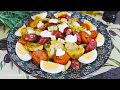 Теплый Салат с Охотничьими Колбасками! 😋🥗 Вкусно и Сытно! Салат с Колбасками