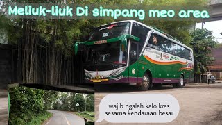 MOMEN BUS LORENA MELEWATI SIMPANG MEO | PERLU EXTRA HATI-HATI DAN SKILL YANG MEMADAI!!