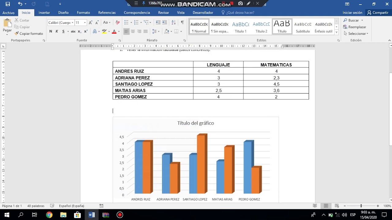 Como Crear Una Gráfica Estadística En Word Youtube