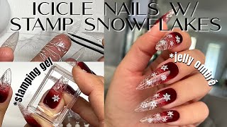 ICICLE NAILS WITH SNOWFLAKE STAMPING NAIL ART | Stamping Gel Paint and Jelly Gel Ombré