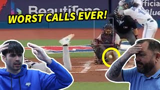 MLB | Worst Strike Calls EVER! British Father and Son Reacts!