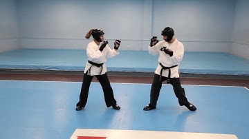 Sparring Combination - Backfist/Reverse Punch/Back Leg Wheel Kick