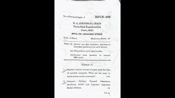 B.A English honours June 2024 BPCS : 186 " managing stress " question paper #ignou #workhard