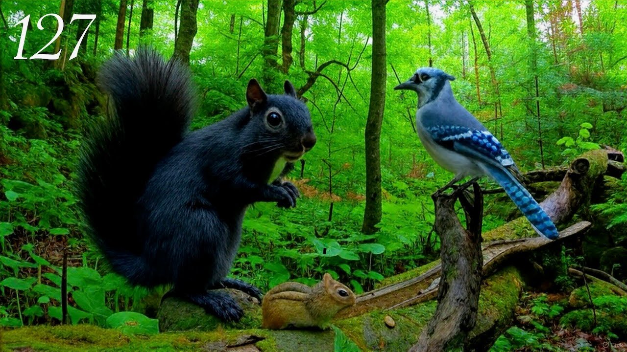 Cat TV: 3 Hours of Chipmunks, Squirrels and Blue Jays in a Beautiful Forest. Ep. 127