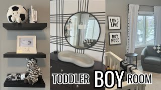 TODDLER BOY ROOM TOUR // Neutral Toddler Room Decor + Boy Toddler Black & White Room