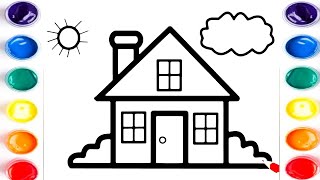 House Drawing | Draw A Simple House Drawing Panting And Colouring For Kids Easy step by step #house