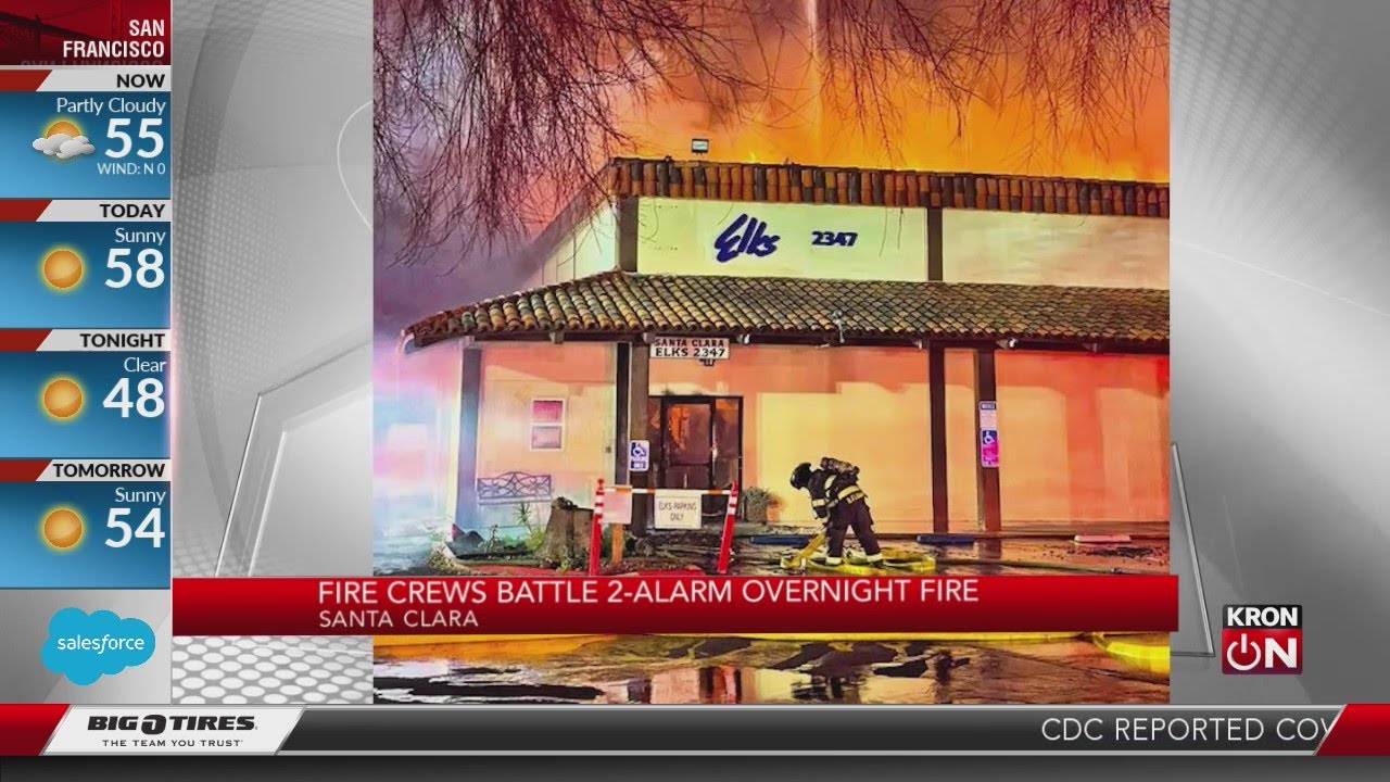 Fire crews battle 2-alarm overnight fire in Santa Clara - YouTube