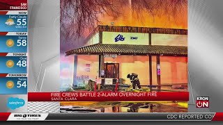 Fire crews battle 2-alarm overnight fire in Santa Clara