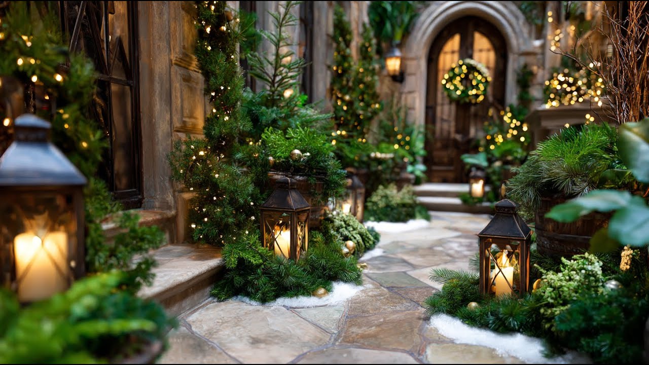 European-Inspired Christmas Landscaping Using Timeless Accents & Romantic Outdoor Glow!