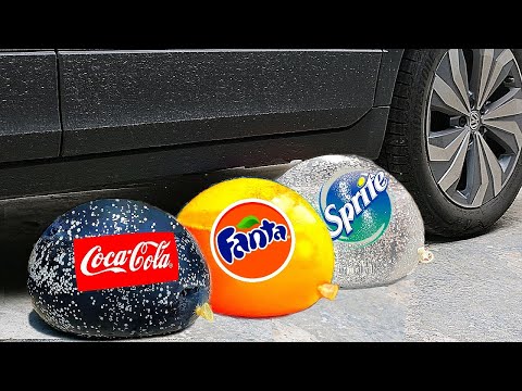 Crushing Crunchy & Soft Things by Car! EXPERIMENT: Car vs Coca Cola, Fanta Mirinda Balloons