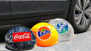 Crushing Crunchy & Soft Things by Car! EXPERIMENT: Car vs Coca Cola, Fanta Mirinda Balloons screenshot 3