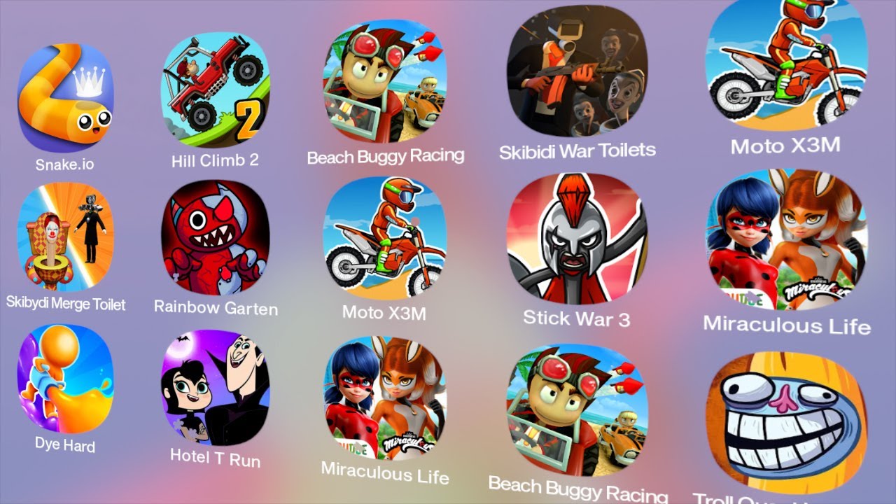 Hotel T Run,Stick War 3,Miraculous Life,Skibidi War Toilets,Troll Quest Internet,Rainbow Garten