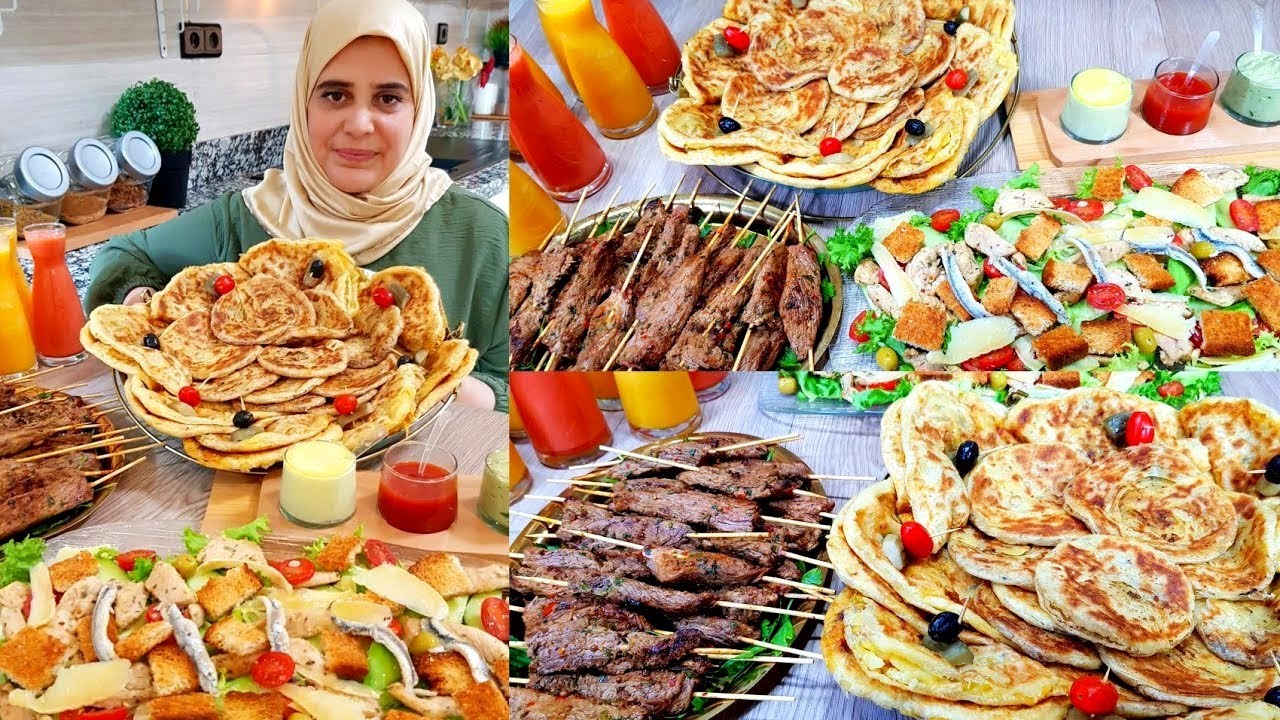 فطور متنوع مع زنوبة 🥰مسيمنات شهوة منهم بزوج حشوات/عصائر منعشة/ سلطة سيزر الأصلية