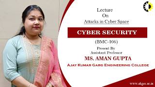 ATTACKS IN CYBER SPACE | CYBER SECURITY | LECTURE 03 BY MS. AMAN GUPTA | AKGEC