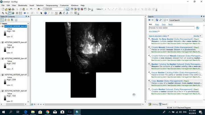 Merge different raster tiles/ MOSAIC a raster dataset using ArcGIS (Creating a seamless DEM )