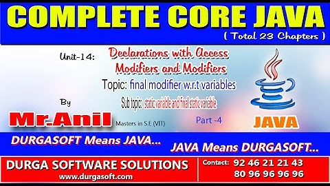 Core Java Declarations with Access Modifiers  static variable and final static variab Part - 4