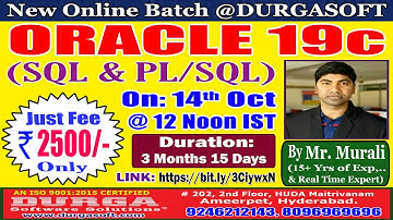 ORACLE 19c Online Training @ DURGASOFT