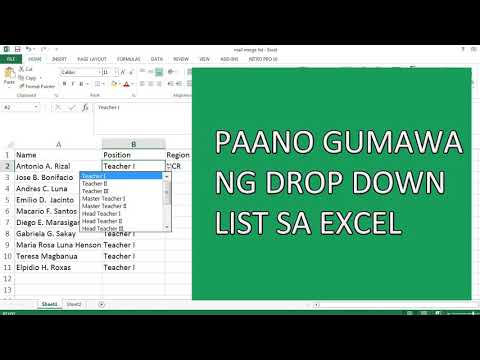 Paano Gumawa ng Drop Down List sa MS Excel. (How to make drop down list in Excel)