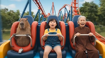 Capybara đi tàu lượn cùng bé và cái kết #capybara