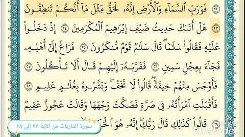 سورة الذاريات من الآية ٢٣ إلى ٢٨