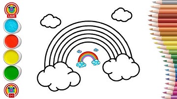 Cách vẽ cầu vông và tô màu/ How to draw Rainbow step by step/ How to draw a Rainbow