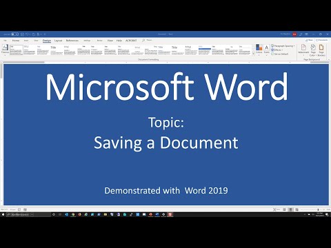 Saving a Word Documnet - Word 2019