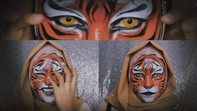 Tiger facepainting step-by-step - Glitterify Me