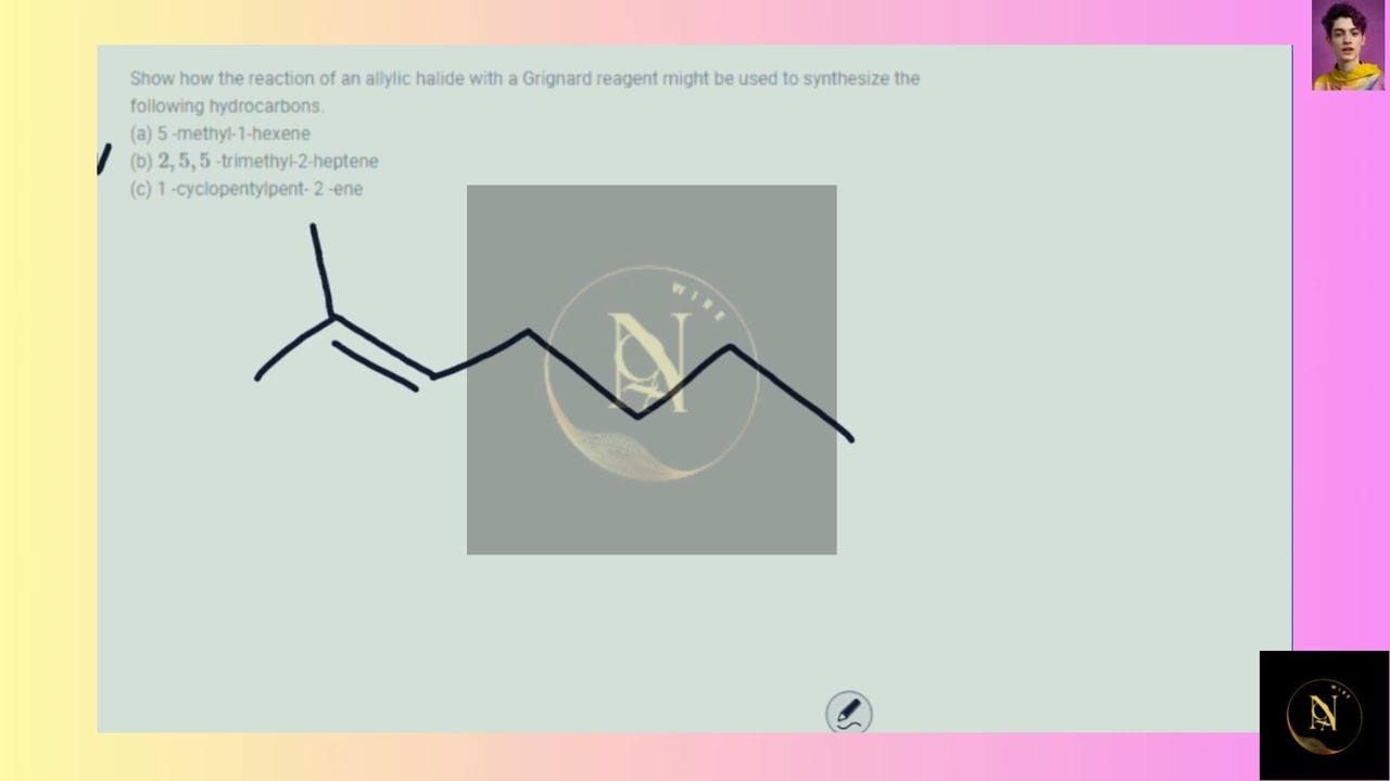 [Chemistry] Show how the reaction of an allylic halide with a Grignard reagent might be used to sy
