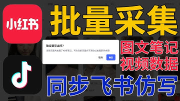 【零代码神器】抖音&小红书批量采集教程！一键下载笔记/视频+自动导出表格+飞书同步+AI仿写，高效运营必备！
