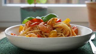 Schnelle Garnelen Paprika Spaghetti (Rezept) || Simple Shrimp &amp; Paprika Pasta (Recipe) || [ENG SUBS]