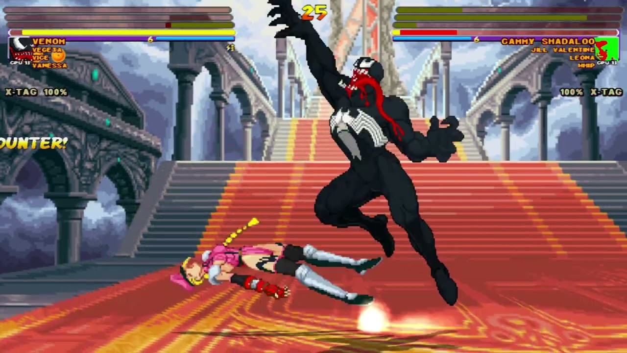 [4K] MUGEN: R, ETB – Vegeta, Vanessa, Vice, Venom vs Cammy Shadaloo, Jill Valentine, Leona, Whip