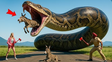 Heroic Rescue Team Saves Baby Donkey from GIANT Python Attack on the Highway