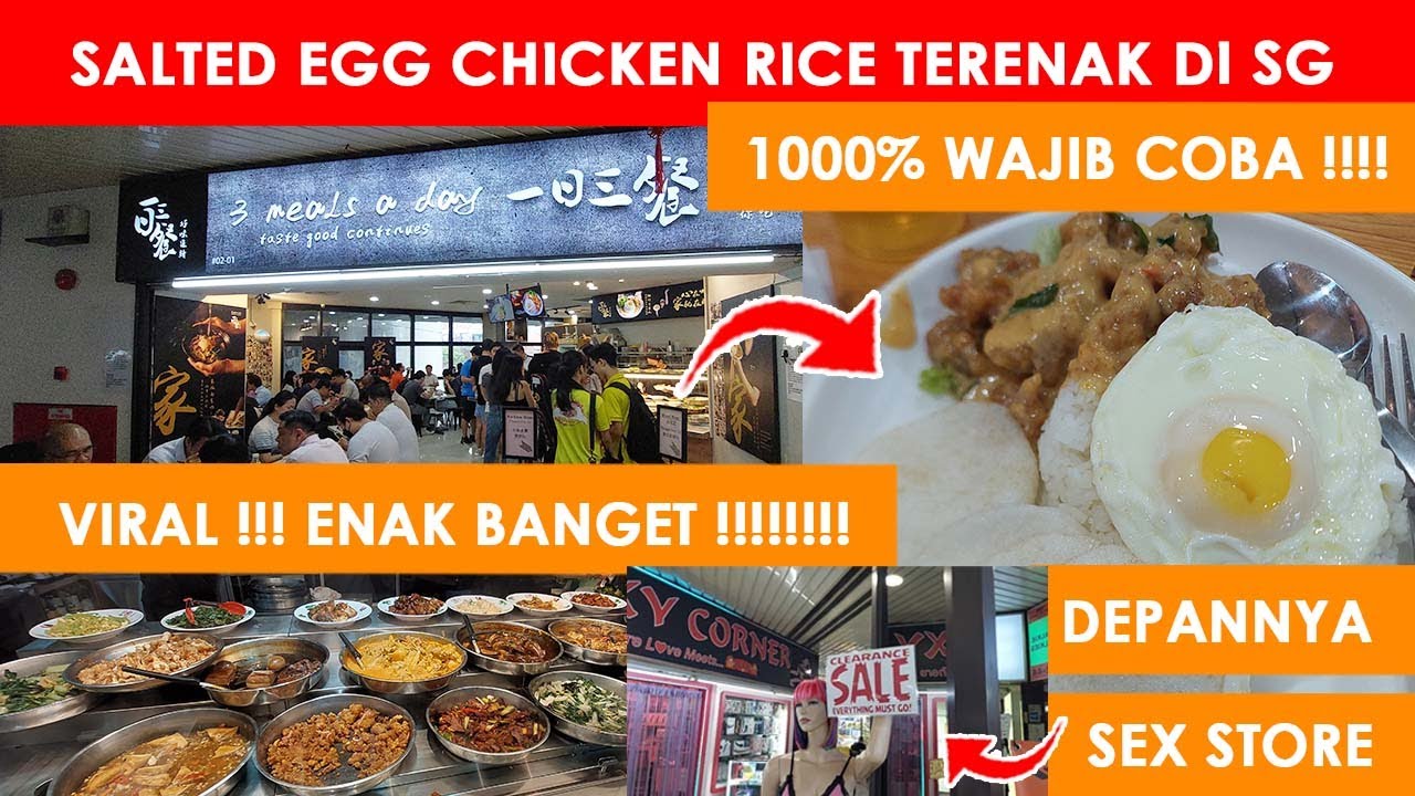 Makan The Best Salted Egg Chicken Rice, TERENAK di SINGAPORE !!! THREE