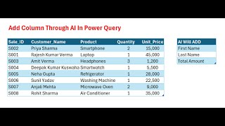 Add Columns Through AI(Column Through Examples) in Power Query