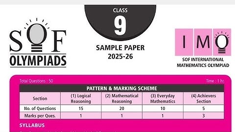 Class 9 IMO sample paper 2025-26 | class 9 maths olympiad sample paper 2025-26