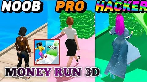 NOOB 🆚 PRO 🆚 HACKER || playing money run 3d game #noobvsprovshacker #moneyrun3d #game#gamingvideos