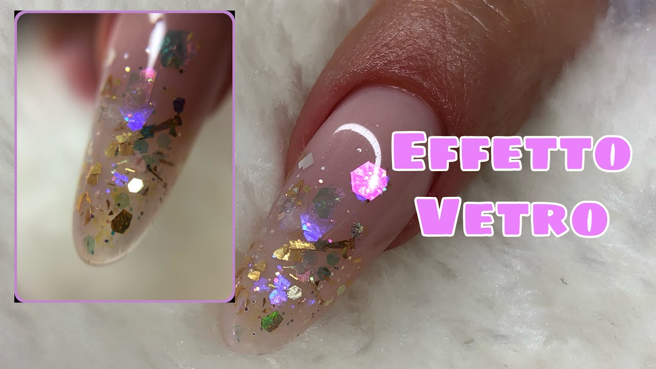 MIX DI GLITTER SOTTO VETRO - Ricostruzione mandorla con thick violet - easy cover 2 - senza muretto