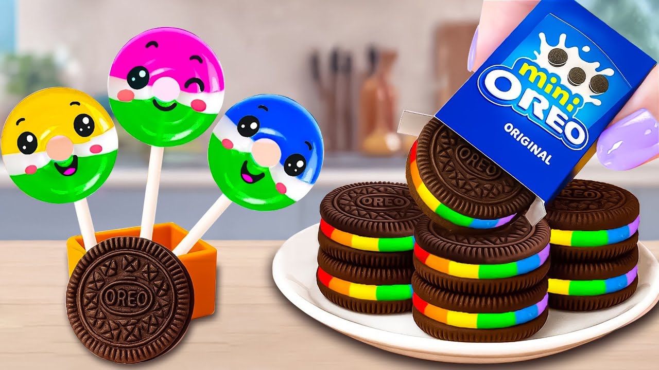 🍰Mini Rainbow Oreo vs Donut Jelly Recipe🍰Colorful Chocolate Dessert Decorating