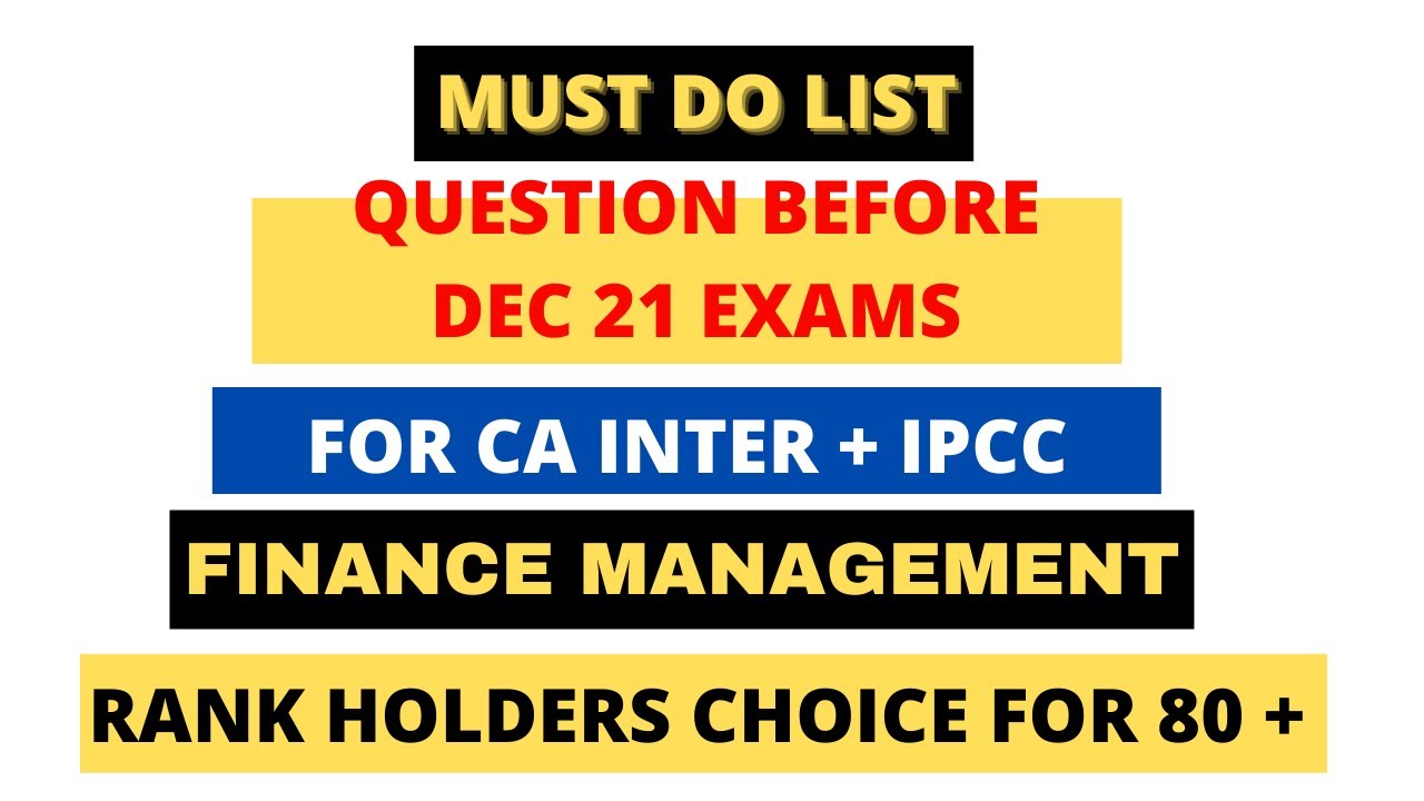 FM MUST DO LIST FOR DEC 21  FOR CA INTER CA IPCC BY VINIT MISHRA SIR