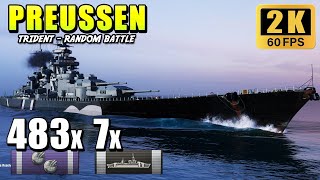 Battleship Preussen - โจมตีด้วยอาวุธหลักและอาวุธรอง