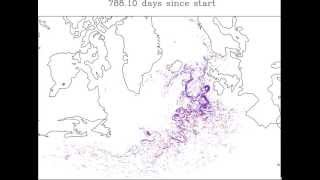 Simulated surface drifters in the North Atlantic Ocean