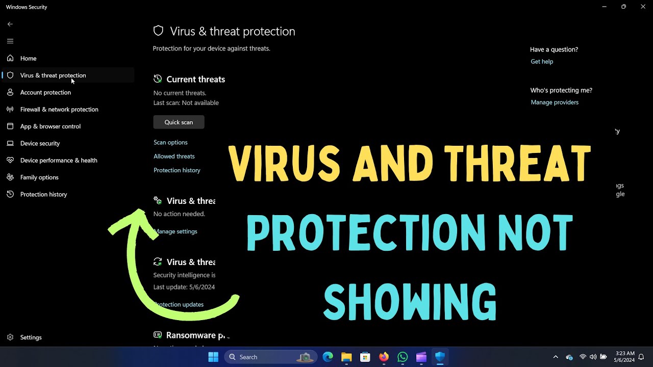 Virus And Threat Protection Not Showing On Windows 11 - YouTube