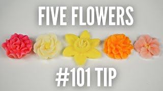 How to pipe a flower 5 ways! | Buttercream flowers with a small petal tip!