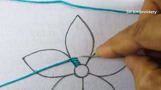 Hand Embroidery Buttonhole Stitch &amp; Double Cast On Stitch Cute Flower Making Flower Embroidery Tutor