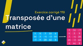 Exercice corrigé 119 : Créer, remplir et afficher une matrice et sa transposée | Python