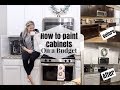 HOW TO PAINT KITCHEN CABINETS ON A BUDGET | DIY DARK TO WHITE CABINETS