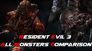 RESIDENT EVIL 3 REMAKE - ALL MONSTERS COMPARISON - ORIGINAL VS REMAKE